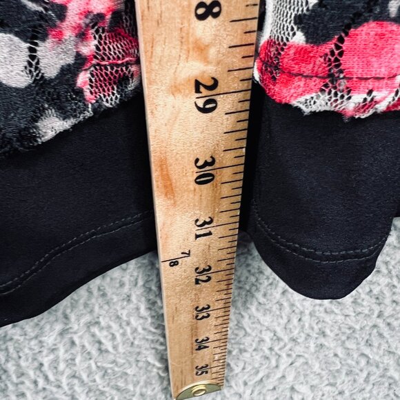 Catherines Womens Top 0X Red Floral Lace Overlay Layered Plus Size Romantic - Picture 10 of 11